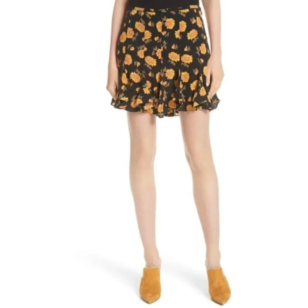 Veronica Beard Weller Floral-print Flounce Mini Skirt in Black Multi Women’s 2